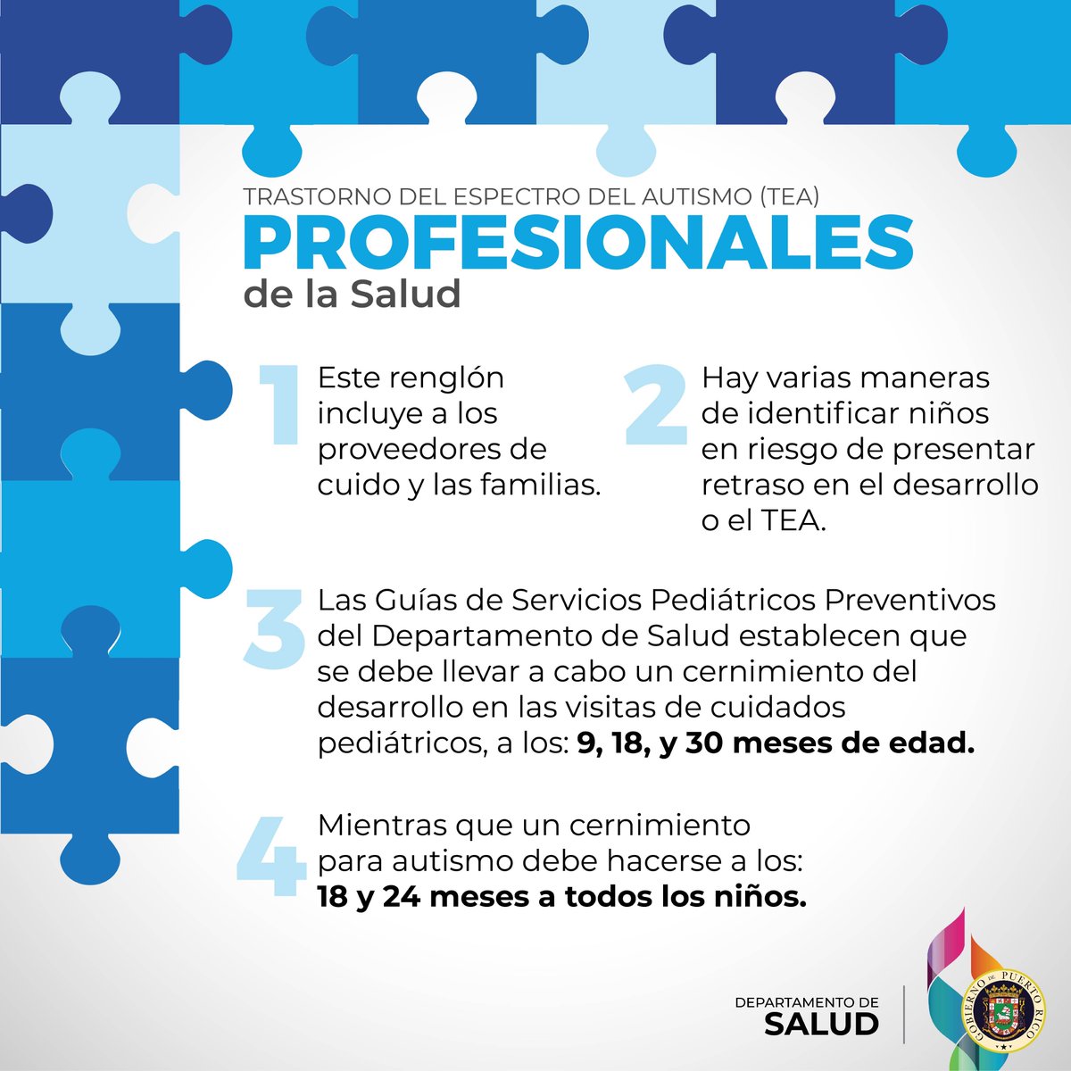 desaludpr's tweet photo. La identificación temprana del Trastorno del Espectro del Autismo es esencial para identificar aquellos en riesgo de cualquier rezago o condición que afecte su desarrollo. Conoce más beneficios de esta identificación temprana y cómo los profesionales pueden realizarla. https://t.co/wxY0U7hSWh