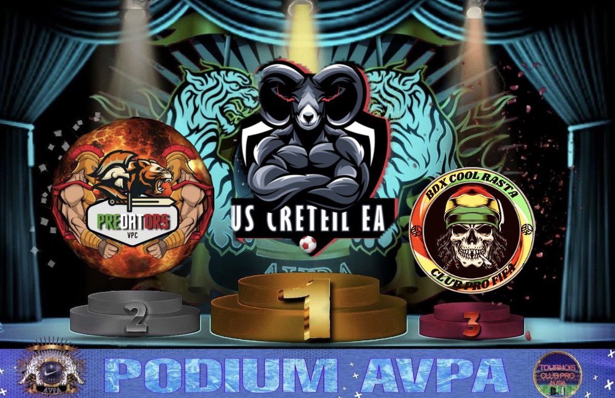 SMG_France's tweet photo. ⚜️ Nocturne À ⚜️

🏆 #UsCreteil 
🥈 @PredatorsVPC 
🥉 @BdxCoolRasta 

⚜️ Nocture B ⚜️

🏆 #SquadVVV 
🥈 #UltraOnlynNoc 2
🥉 #GF38Easport 

Gg aux 48 participants 👏🏼👏🏼 https://t.co/CrugRtWZAc