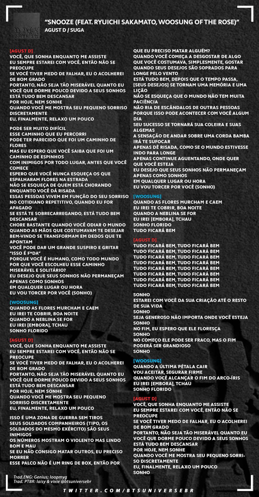 BTS Universe BR Fan Account on Twitter "📝TRADUÇÃO/LETRA "Snooze