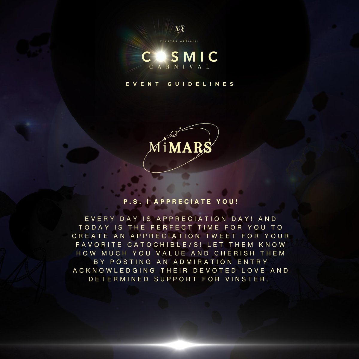 vinsterofficial's tweet photo. [💫] COSMIC CARNIVAL: An online salubong event for the upcoming fanmeet 

3/4! With last night's stations, we showed extreme joy. Today, we will shower our fulfilling love on one another. Welcome to our 3rd station! 

CO2MICDAYwithVINSTER
#VINCI #REYSTER #MiMARS https://t.co/XBL4BJ3H2j