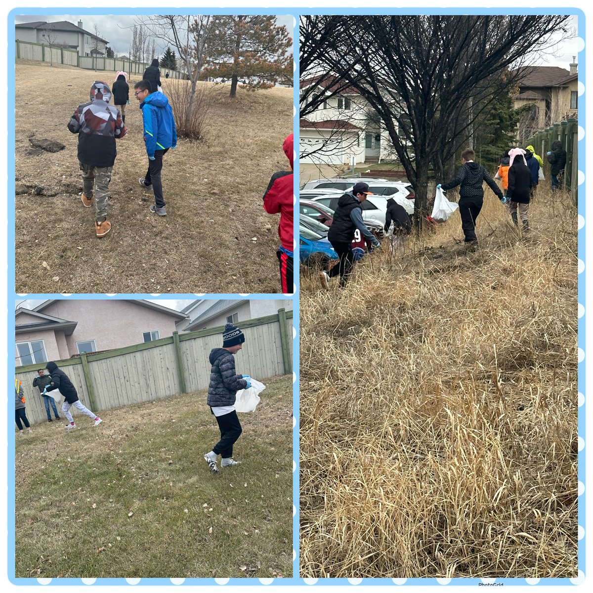 MrsAPereira's tweet photo. @StJohnBoscoYEG grade 6C doing our part to celebrate Earth Day and keep the school yard clean today! #SJBStrong https://t.co/FArauP0rkH