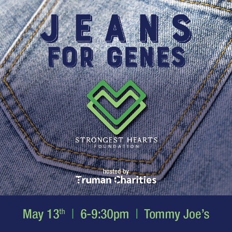 sassemedia's tweet photo. Join Truman Charities and Strongest Hearts Foundation for a fundraiser, Jeans for Genes!  
All funds go towards life-saving medical research! 
Throw on your favorite pair of jeans and come on out to Tommy Joes in Bethesda to support the cause.
https://t.co/1QFpcsUHp8 https://t.co/ScEPZFupZD