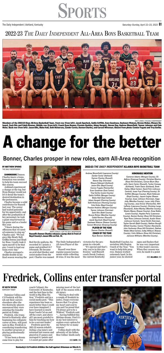 Weekend sports front! Local work by @thatphotoguy82 @martyconley Cameo by @keithtaylor21 I got to participate Inside: @Collier_Photos 2022-23 All-Area Boys Basketball Team unveiled