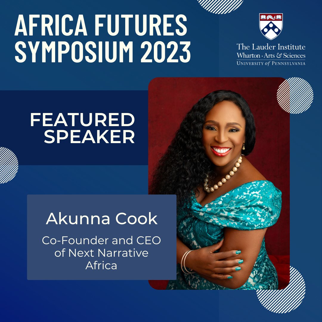 Learn from Akunna Cook about the power of changing narratives on the continent & through creative industries

Join us & key thought leaders on April 27- 28
tinyurl.com/LauderAfrica

#Africa #Penn #AfricaFutures #InternationalDevelopment #nextnarrativeafrica #africanfilm #nollywood