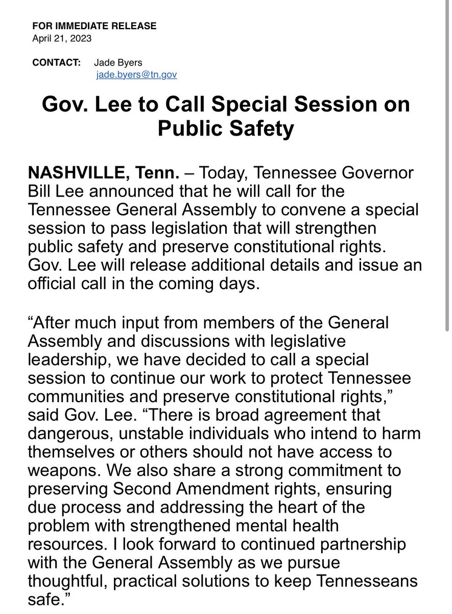 SenAkbari's tweet photo. We just adjourned w/o passing ANY gun safety legislation. I’m furious and disappointed. But I’m also hopeful. Thankful @GovBillLee will call a special session to address gun safety. @TNSenateDems stand ready &amp; willing to help. Together we CAN pass legislation to keep kids safe. https://t.co/RFXbSPjn6y