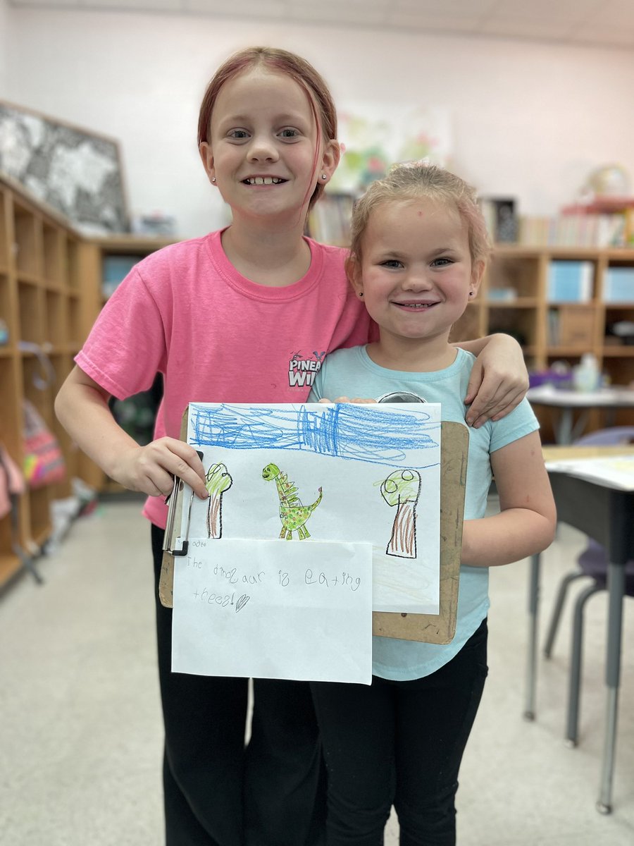 AJager86's tweet photo. What better way to kick start a Friday after testing all week than to partner up with an amazing 3rd grade class @primarydreamer to create sentences about our dinosaurs 🦕 🦖 To be able to see things through the eyes of 5 year olds 💕#wearercstn #wearecves #crestviewblessed https://t.co/AIHLEOyJJt