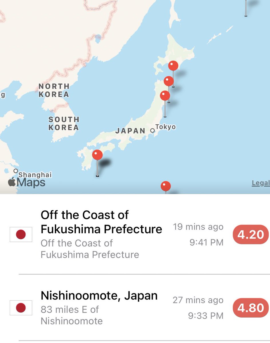 lawliet162's tweet photo. An earthquake swarm is currently happening in Japan in various locations ranging from 4-5 in magnitude. I issue a warning for Japan as of today (4/21/23) until 5/2/23 for a potential large earthquake, ranging from 6-7 in magnitude. Be prepared. #earthquake #japan #eqwatch https://t.co/LHEos3IMrT