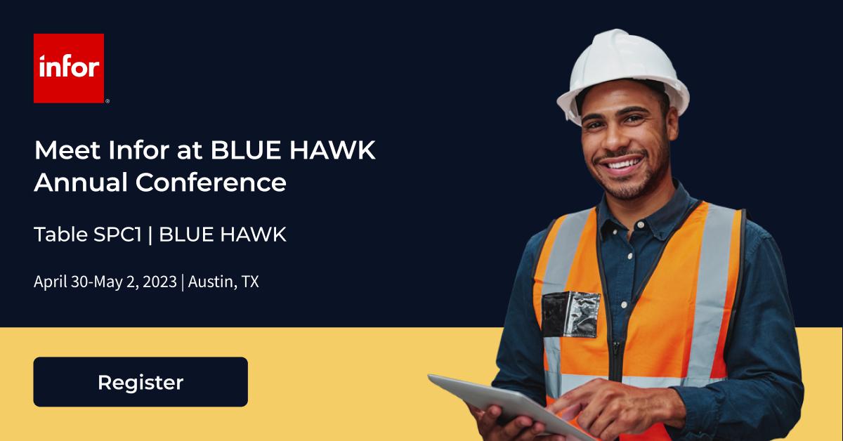 #TeamInfor will be at the Blue Hawk Annual Conference from April 30th-May 2nd! Come by table SPC1 to meet the team and learn how Infor is helping the #HVACR industry!

Learn more: ow.ly/z4r2104Ez83