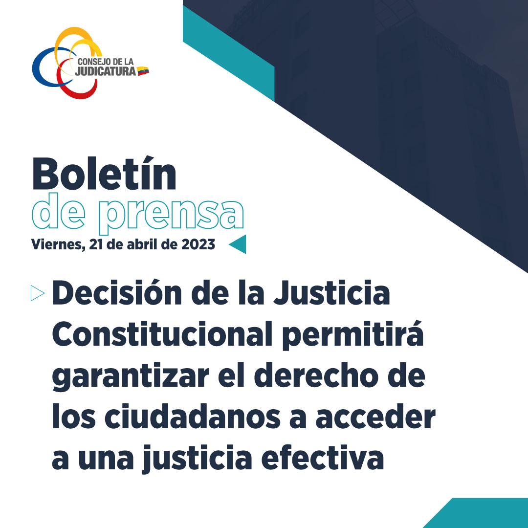 CJudicaturaEc's tweet photo. #BOLETÍN 📍 | Decisión de la Justicia Constitucional permitirá garantizar el derecho de los ciudadanos a acceder a una justicia efectiva.
Más información ➡️ https://t.co/JIsImx5oDm https://t.co/UreGNs4JqD