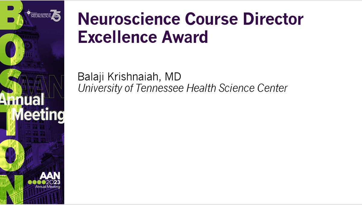 lucypersaud's tweet image. H29 - Educator and Education Coordinator Award Presentations Ap 22 at 2-3 at the Trainee and Educator Hub. Hope to see you there! #AANAM @AANmember 
Neuroscience Course Director Excellence Award