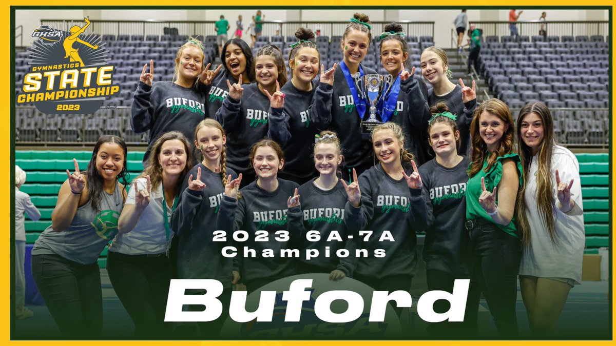 The Buford claims the 2023 6A-7A Gymnastics 🏆! Congratulations Wolves!