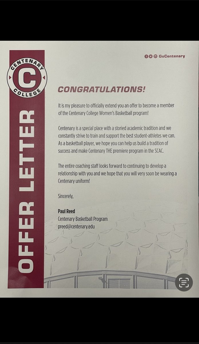 Tcahee5's tweet photo. Blessed to receive a offer from centenary college.@SouthsideGBB https://t.co/HDVlyEpKCP
