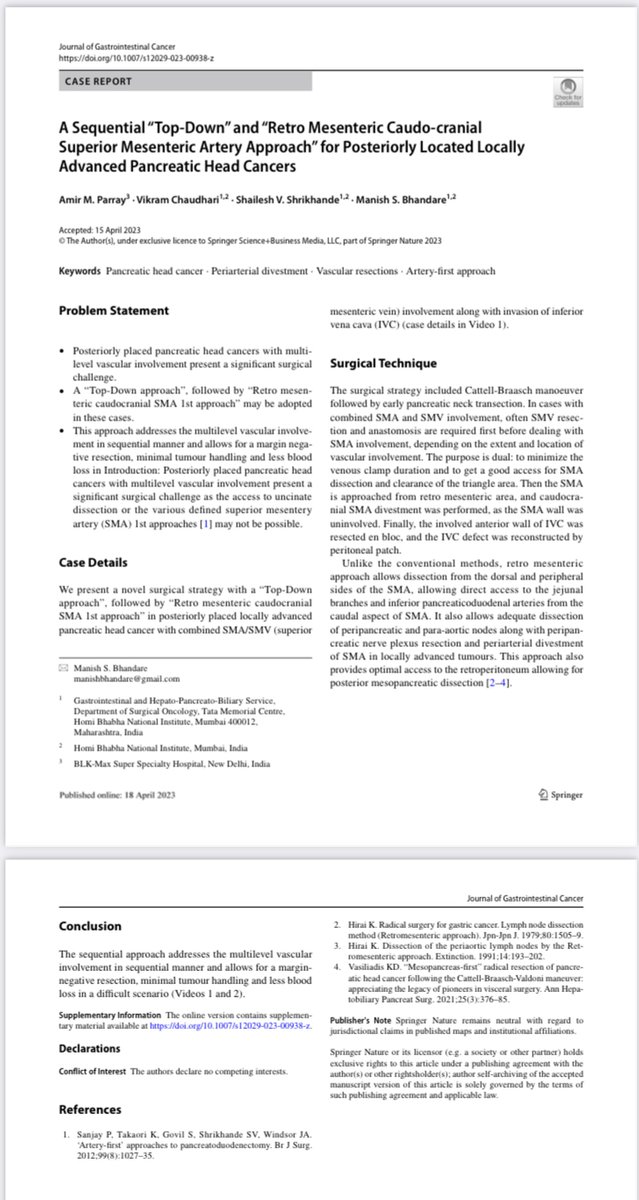 Manishbhandare4's tweet photo. #PDAC - Pancreatic head

6 SMA 1st approaches described and commonly used

Sharing the proposed 7th - "Retromesenteric Approach". Useful for uninate tomours abuttung SMA from posterior aspect. 1/2

@aamirparray18  @IHPBA @IhpbaIndia @TeamSurgery247 @hpb_so @EAHPBA 

Video👇 https://t.co/D49TlHM1xB