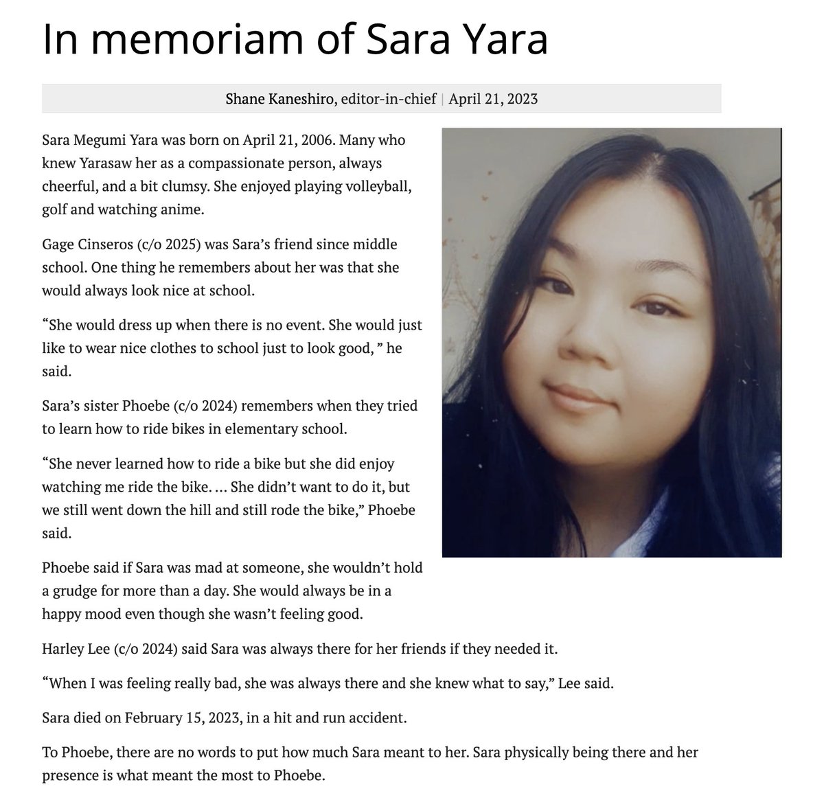 mhspinion's tweet photo. In memoriam of Sara Yara https://t.co/HoVVGrrpXv