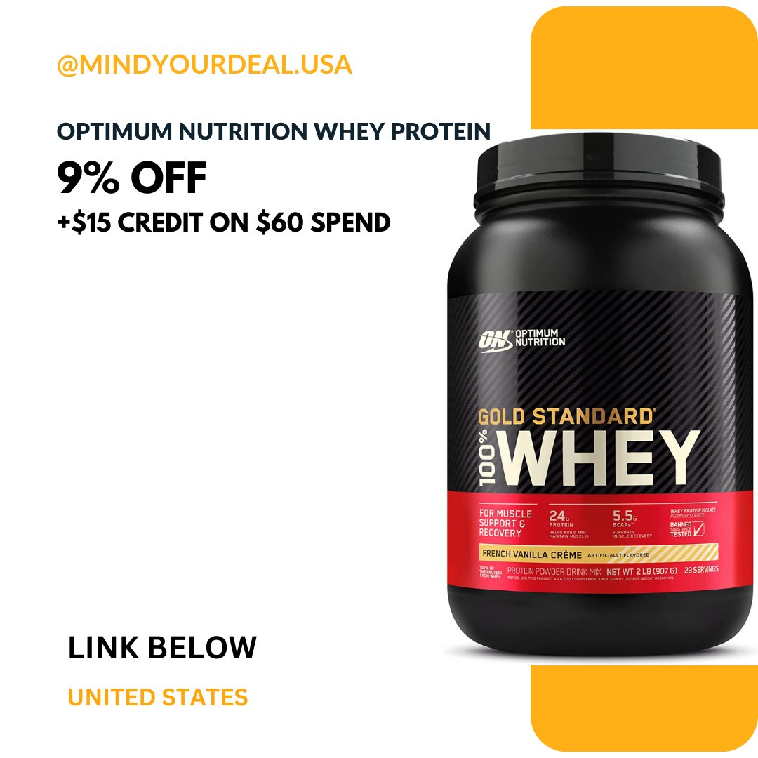 khurpench_mzn's tweet photo. $40.95 (9% off + $15 credit on $60 spend) on Optimum Nutrition Gold Standard 100% Whey Protein
Deal (affiliate)- https://t.co/CbLpeNOBbV
#deal #sale #protein #fitness #gym #musles #calethenics #running #athlete #lifting #musclerecovery #optimumnutrition #nutrition #supplement https://t.co/0VfSxUxUpd