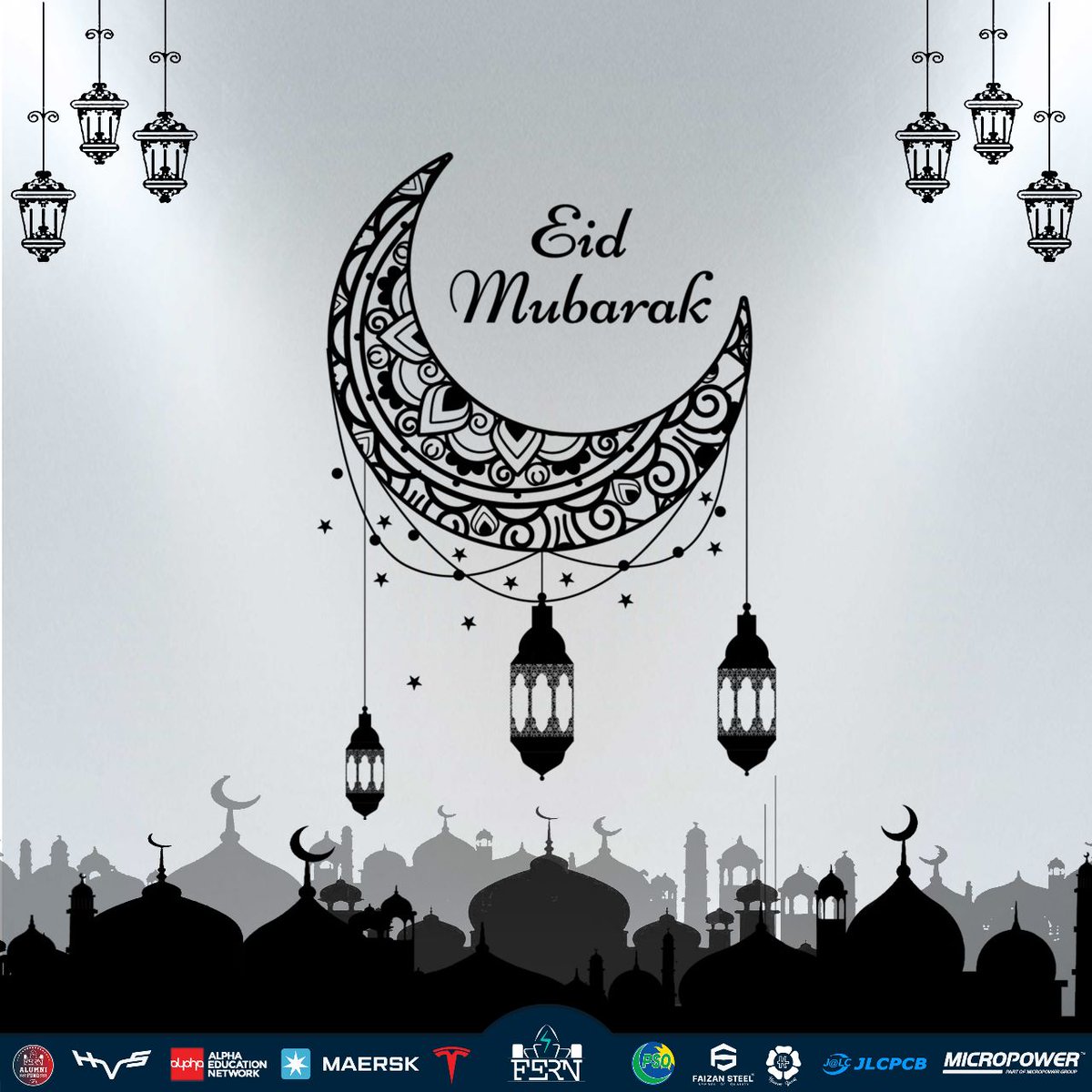 formulaenust's tweet photo. Formula Electric Racing-NUST wishes you a happy and blessed Eid filled with love, laughter, and unforgettable memories. Eid Mubarak!

@Tesla @PSOPakistan @Maersk @FaizanSteel #AlphaEducationNetwork @JLCPCB #HydrogenVehicleSystems #HashooGroup #Micropower #AlumniFund https://t.co/QL1xjD0tJD