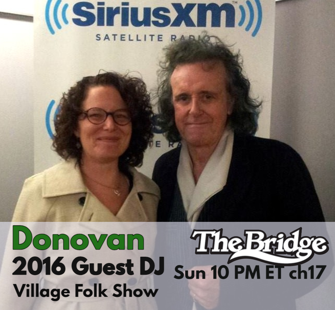 siriusxmvillage's tweet photo. @donovanofficial  2016 Guest DJ on the #VillageFolkShow on #SXM!  @lizzienoisdead and @basicfolkpod  get us updated on the latest #BasicFolk Podcats - and #newmusic from @_grahamnash #FruitBats #BruceCockburn @AnnaTivel @LaMarisoul &amp; @lostexmaniacs https://t.co/UErH2IxiNV