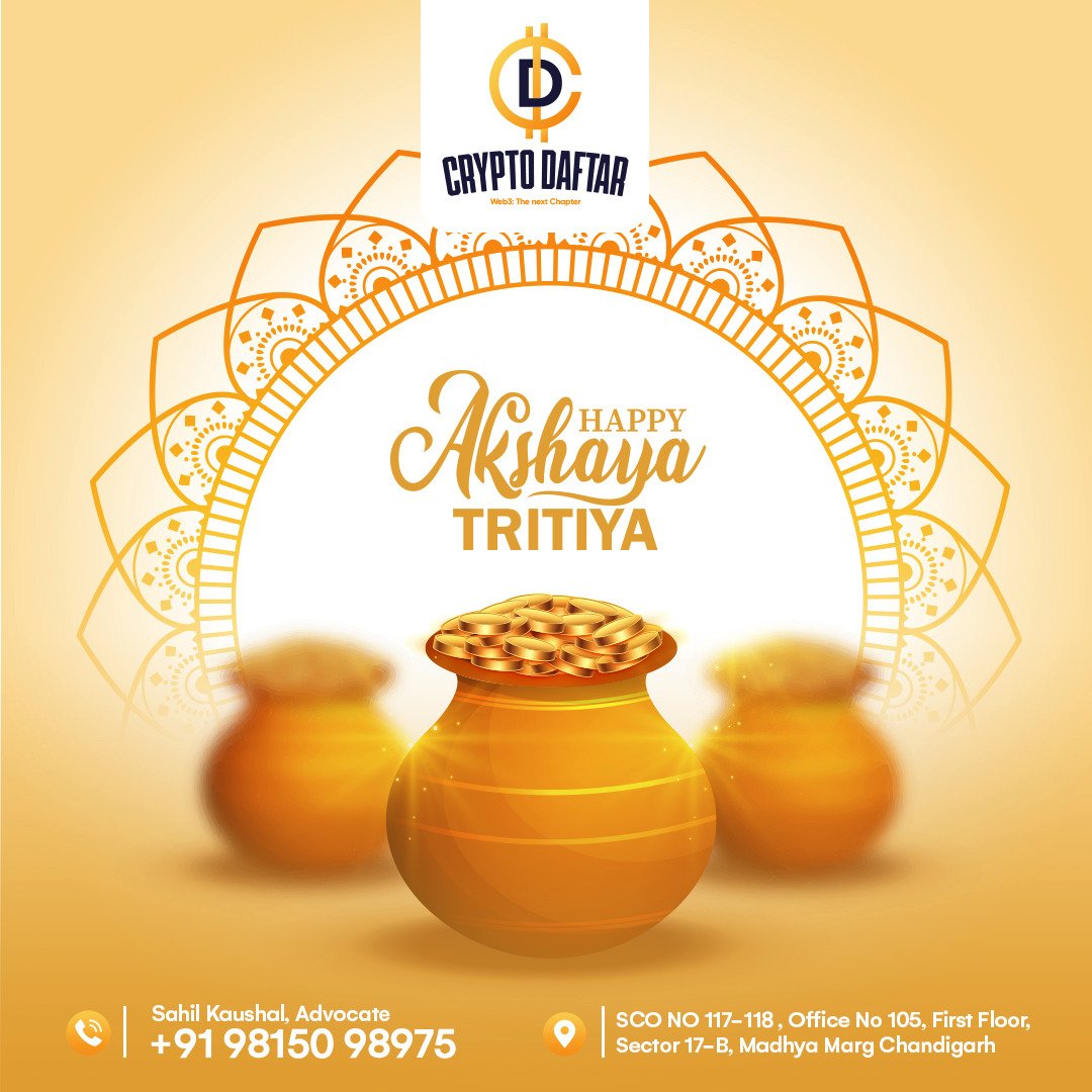 Cryptodaftar's tweet photo. May this day of Akshaya Tritiya bring you good luck and success which never diminishes.

#CryptoDaftar #akshayatritiya #akshayatritiya2023 https://t.co/lHeVqCIEjY