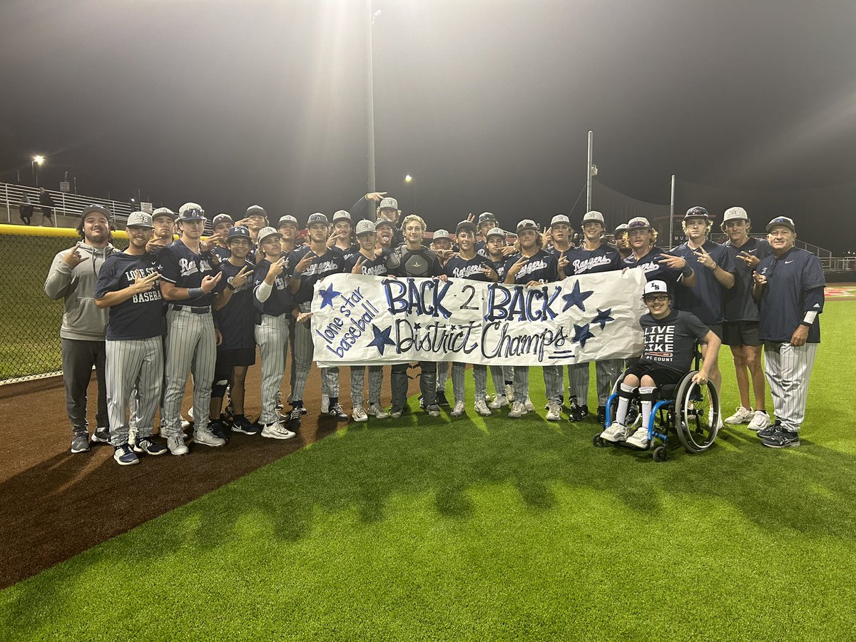 Back to Back! Your <a href="/LSHSRangers/">Lone Star Rangers</a> Baseball team clinched the District title with the sweep. Rangers are 12-0 in district play. 

Congrats <a href="/LSBNBoosters/">LSHS Baseball Nation</a> ! 
#Reload