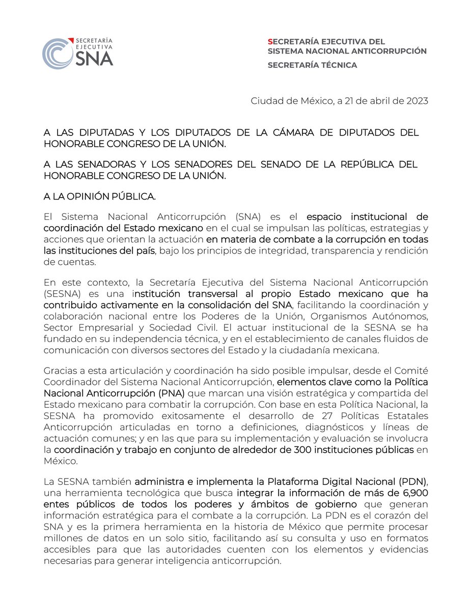 SESNAOficial's tweet photo. @morenoroberto77, Secretario Técnico de #SESNA del #SNA, da a conocer el posicionamiento institucional sobre la iniciativa de simplificación admva enviada a @Mx_Diputados y los riesgos de esta en el combate y control de la corrupción del Estado mexicano.
📑https://t.co/nfNxKCWoX4 https://t.co/FhiZVk7BXE