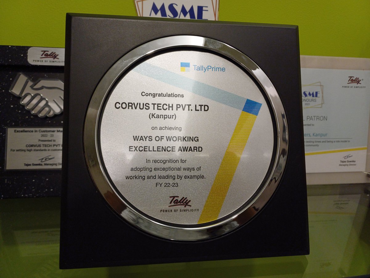 corvustechindia's tweet photo. #Tally #TallyPrime #Corvus #CorvusTech @tallysolutions @AnupamYPP https://t.co/dt0smrsHr0