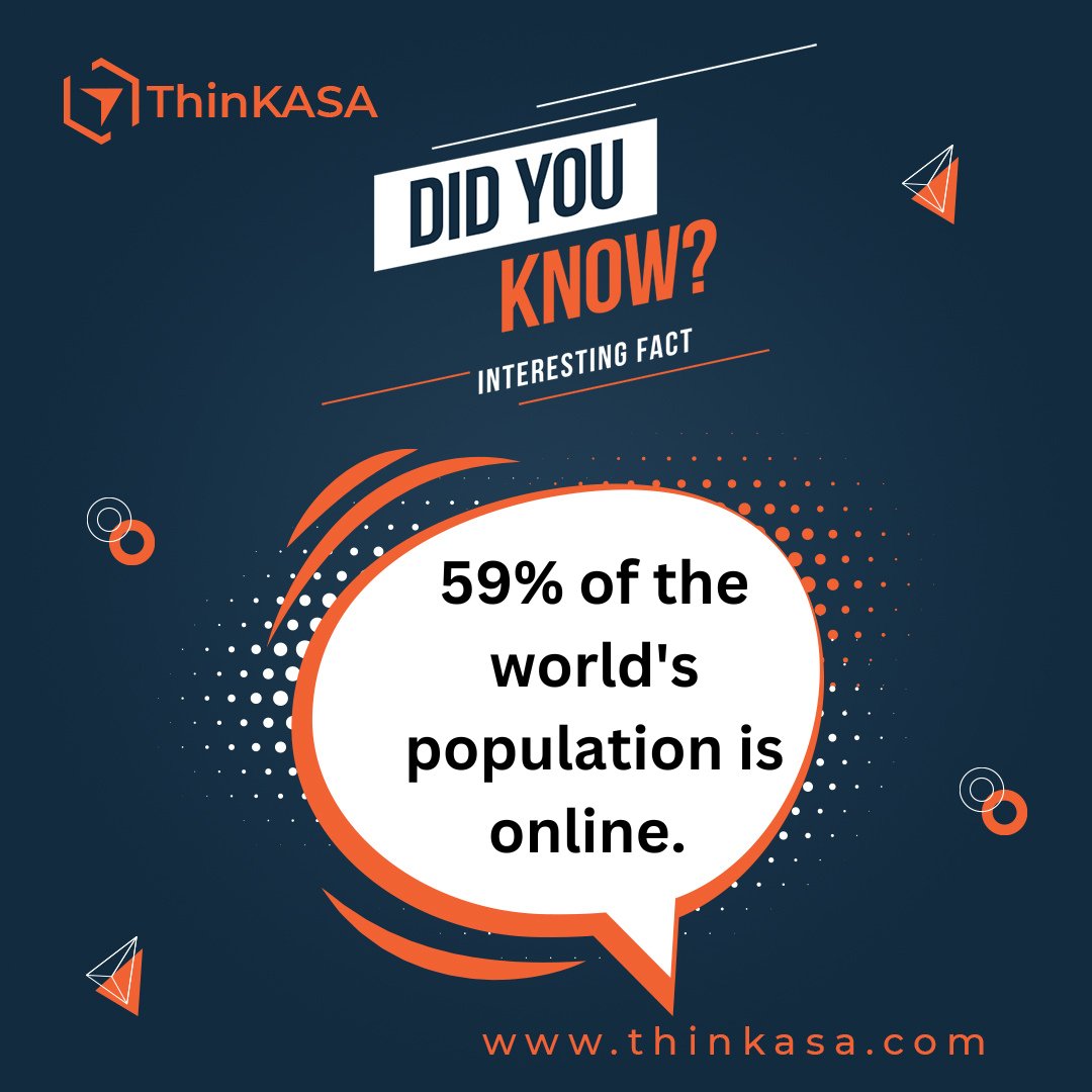 ThinKASA's tweet photo. 59% of the population is online and can be reached through those means. Therefore, websites and an online presence is a HUGE tool that businesses NEED to be using.

#thinkasa #websitedesign #webdevelopment #websiteagency https://t.co/thPk5pjQyp