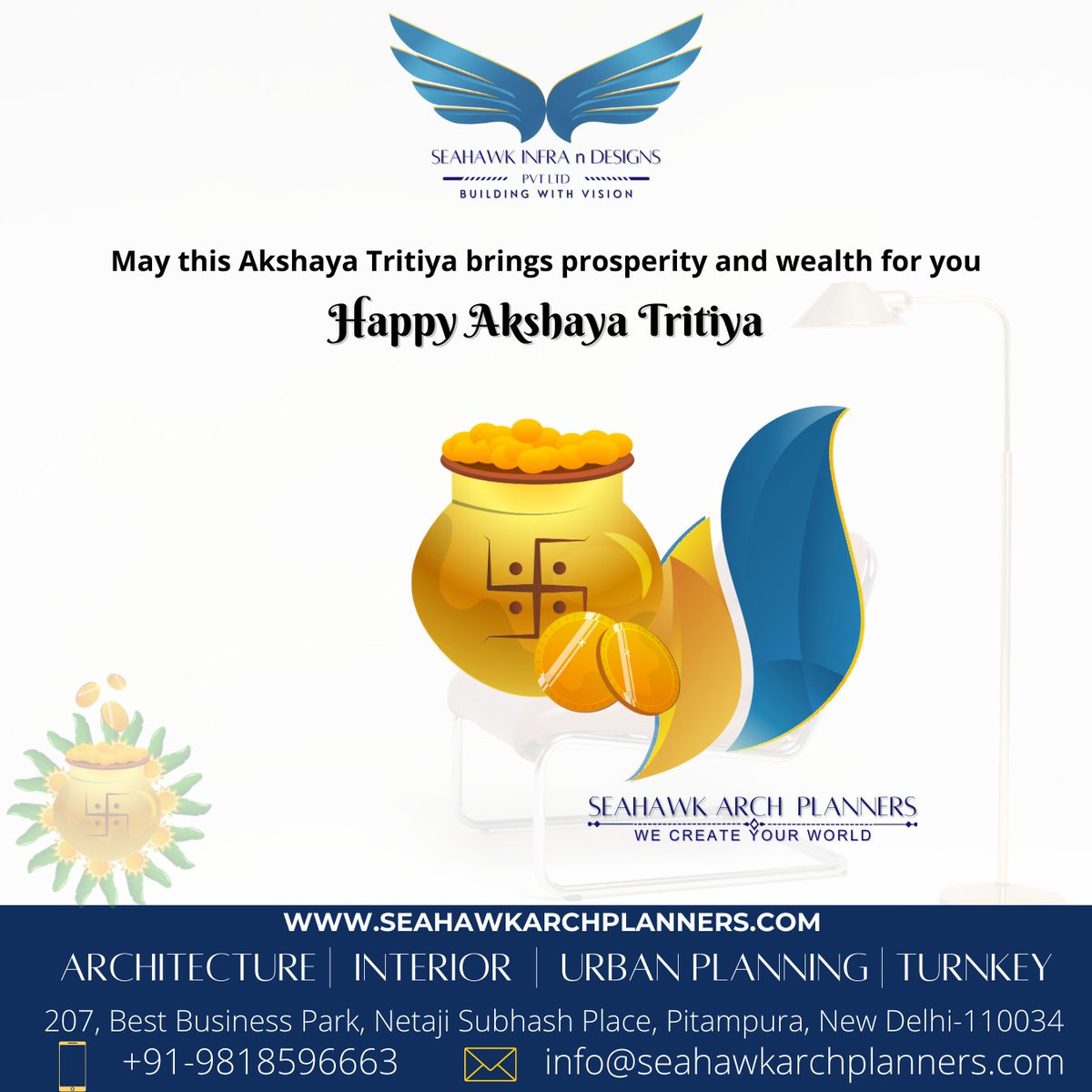AndSeahawk's tweet image. May this year bring wealth &amp;amp; prosperity for you.
Happy Akshaya Tritiya
bit.ly/3FQn7sk
#ArchitecturefirminDelhi #SeahawkInfraNDesigns #Interiors #lighting #constructionfirm #interiordesignercompanyindelhi #interiorproject #residentialarchitecture #architectureprojects