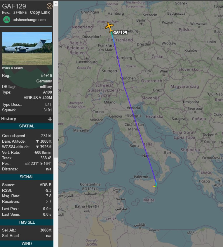 Laurent_Le_Bloa's tweet photo. This night
Two #Germany #GAF129 #GAF572 AF A400M fm #Sigonella to #Hannover
Two #Spain A400M #AME3140 #AME3142 fm #Heraklion to #Djibouti
One #France A400M #CTM2080 fm #Avord to Djibouti https://t.co/AK7NZKAbD4