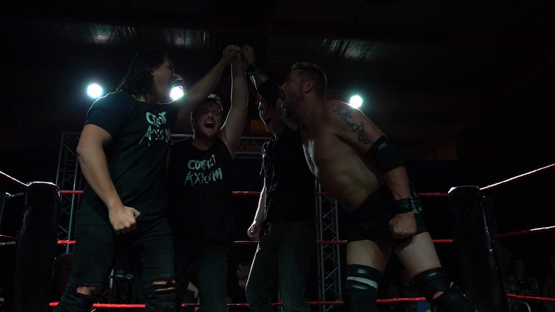 AdrenalinePW's tweet photo. We had more than one shock last night with #SOM joining #ConflictAxiom last night and turning on his close friend Luke Reznor
Kris Law retained the APW Legacy Openweight Championship.
#APWHouseParty https://t.co/FLHUqd5Ajp