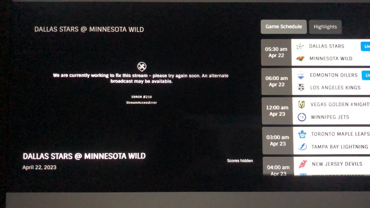 skiinabudhabi's tweet photo. Yo @NHLTVSupport no streams working for the Oilers/Kings or Wild/Stars series.  Ehatsvthe deal? https://t.co/Ps18WenzfS