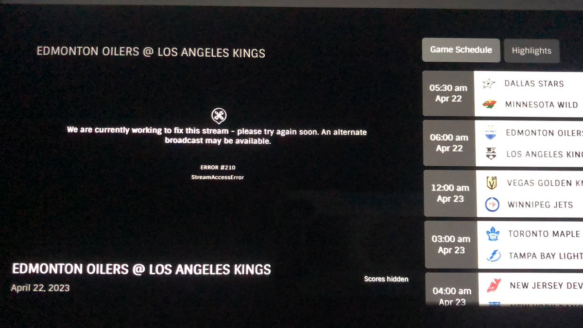 skiinabudhabi's tweet photo. Yo @NHLTVSupport no streams working for the Oilers/Kings or Wild/Stars series.  Ehatsvthe deal? https://t.co/Ps18WenzfS