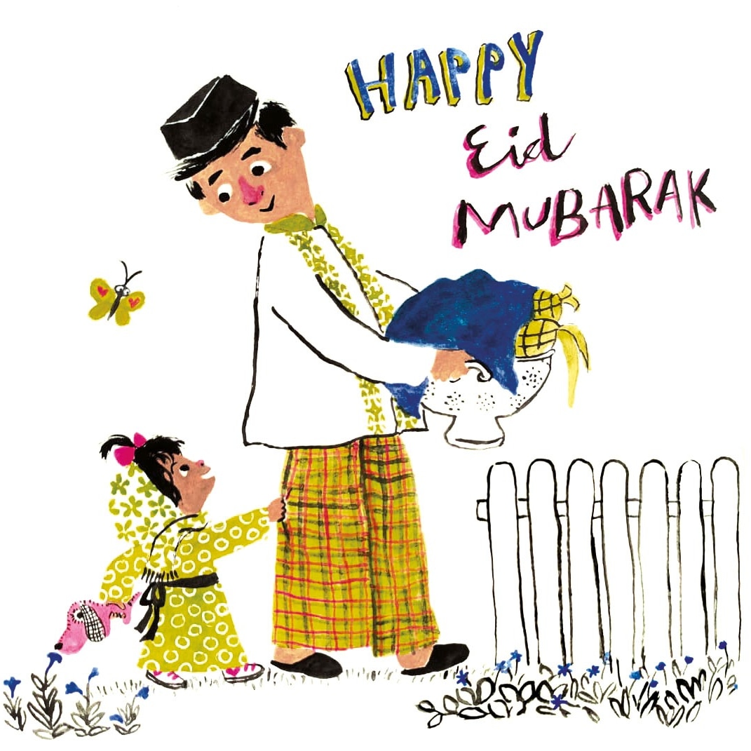 Happy #EidMubarak , may this Eid be filled with joy, peace and happiness 💚 #greetingcards #illustration #EidGreetings #kidlitart