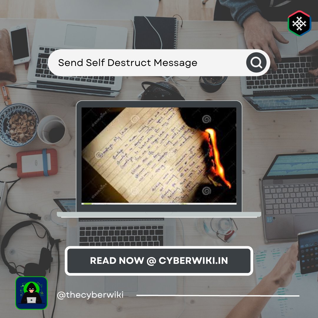 theCyberWiki's tweet photo. Send Self Destruct Message - https://t.co/SsR6WjYf7h

#CyberWiki #theCyberWiki #HackHunt #Hack #Hacker #Hacking #EthicalHacking #Network #EthicalHacker #Cybersecure #Cybersecurity #Vulnerable #Software #Pentesting #XSS #VAPT #Audit #Forensics #Coding #BugHunting https://t.co/92J7I7jBG7