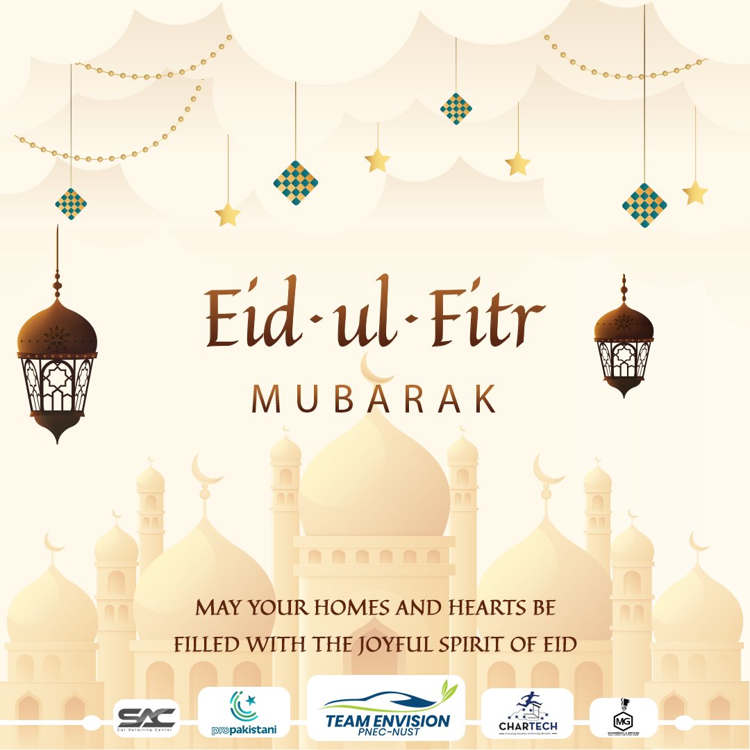 TeamPNEC's tweet photo. Team Envision PNEC NUST, Shell Eco-marathon wishes you a joyous and blessed Eid.May Allah accept our good deeds and bless us with the rewards of Jannah. 
تقبل الله منا ومنكم صالح الأعمال.
Eid Mubarak!
#عيد_مبارك #عيد_فطر_مبارك #عيد_الفطر_المبارك1444هـ https://t.co/4SbHV4Dd5D