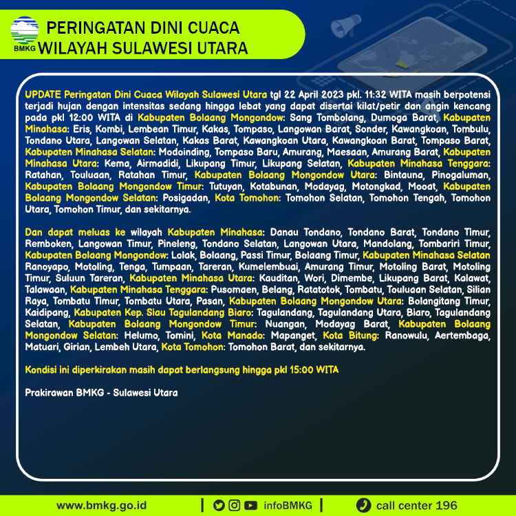 BMKG on Twitter "Update Peringatan Dini Cuaca Wilayah Sulawesi Utara