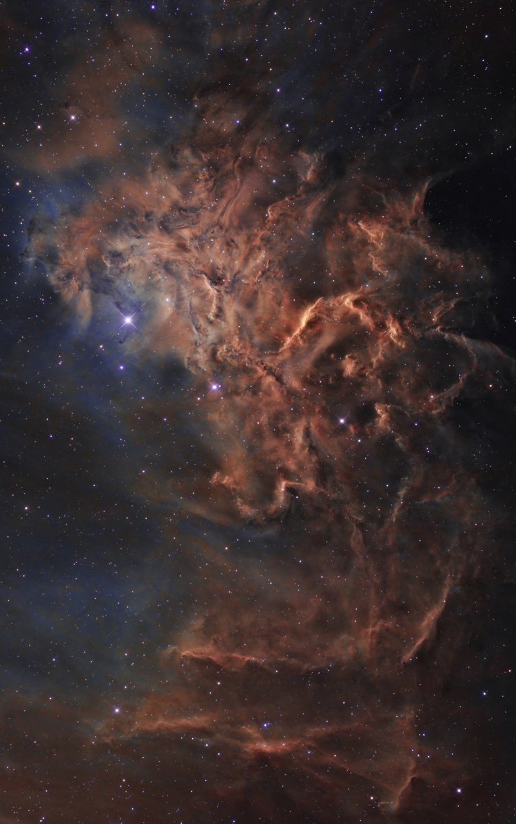 Les comparto la ultima foto que saque con mi telescopio JF-NP 12” f/4. 🔭♾️. Espero que les guste!!! 
La nebulosa IC 405 o "Flaming Star Nebula" Para verla en máxima resolución les dejo el link:
flic.kr/p/2ouWiHt