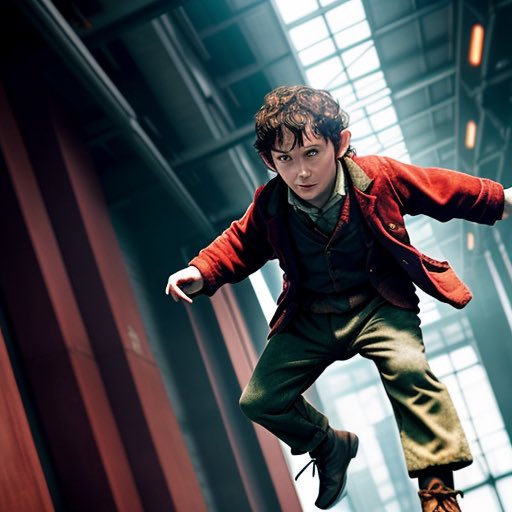 WholesHere's tweet photo. This is supposed to be Frodo doing parkour but yeah the ai is a bit creative too I guess https://t.co/SYf2nZLVHB