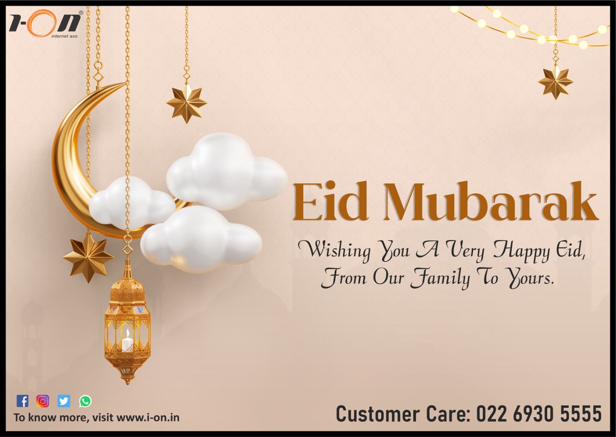 highspeedION's tweet photo. “On this special day, We wish you a blessed Eid-ul-Fitr filled with happiness, good health, and success. Eid Mubarak!"
#HighSpeedIONInternet #eidmubarak #eid #ramadan #happyeid #eidulfitr #customerservice #positivevibesonly #Superfast #BetterReliability #bestisp #SocialNetworking #StayConnected #IONInternet #Uninterrupted #booknow