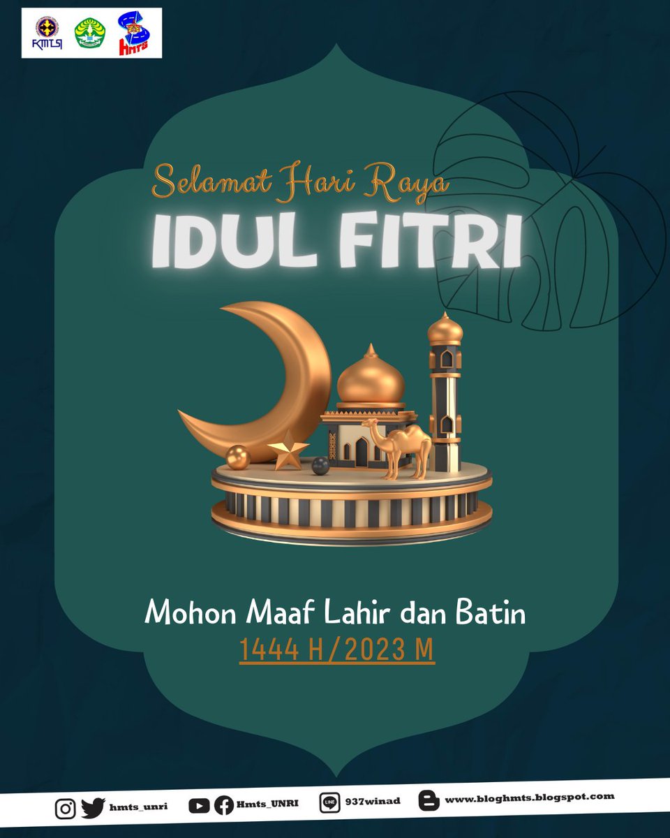 HMTS_UNRI's tweet photo. Segenap kepengurusan HMTS UNRI 2023 mengucapkan Selamat Hari Raya Idul Fitri 1444 H
Minal Aidin Wal Faizin kepada seluruh rekan semua.
Mohon Maaf Lahir Batin https://t.co/6D4gxqSgJL