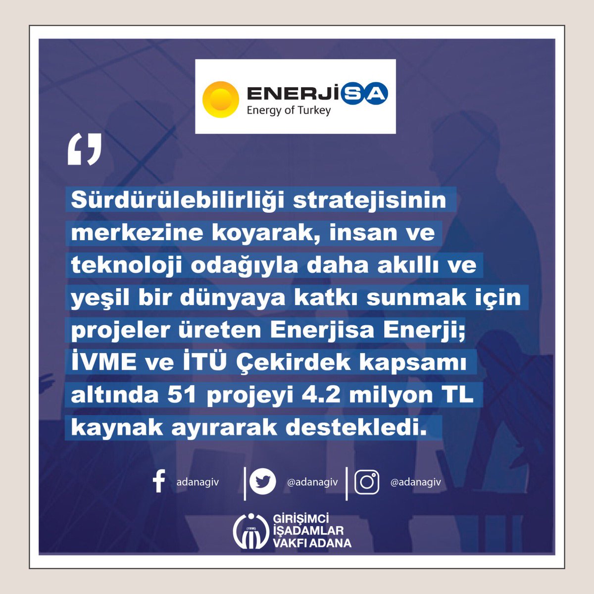 AdanaGiv's tweet photo. Enerjisa Enerji’nin destekleyicisi olduğu bu girişimlerden biri olan ‘KOZALAK’, Yangın Erken Tespit Sistemi’ni Ege Bölgesi’ndeki orman yangınlarının erken tespiti için ilk kez kullanılmaya başlandı. Sistem sayesinde orman yangınlarında erken tespit ve uyarı,

#enerjisa
#türkiye https://t.co/VmcLLNncdY