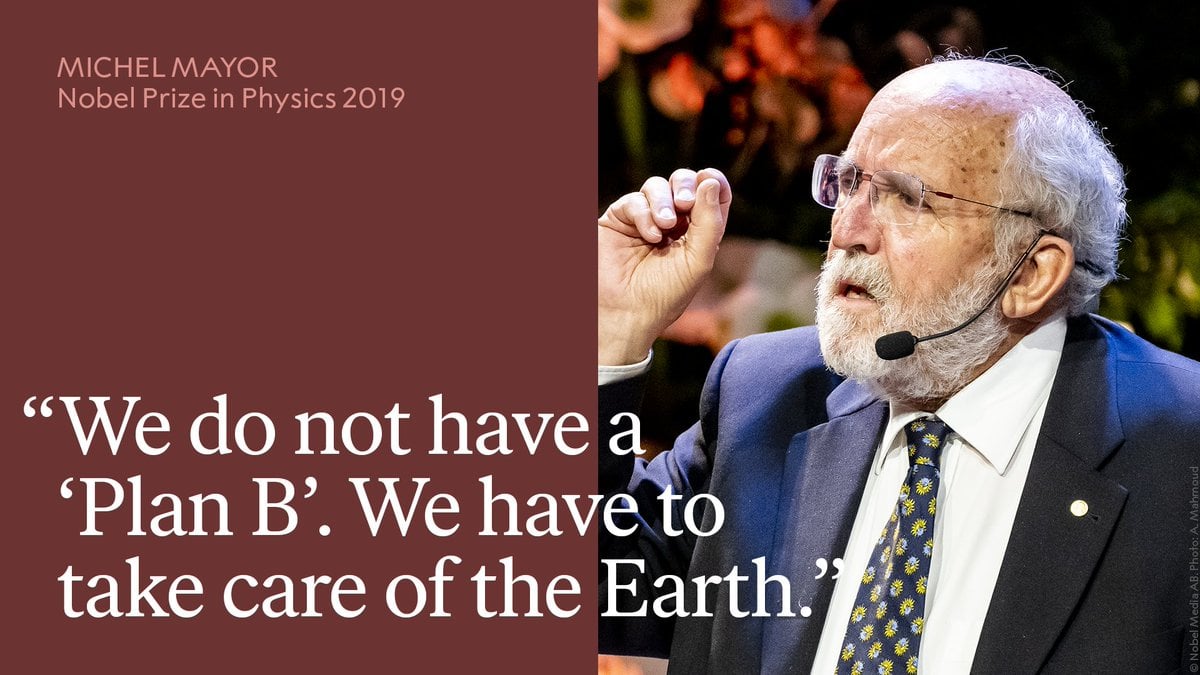 NobelPrize's tweet photo. “If at some point Earth becomes uninhabitable there’s no way to escape. We are linked to this planet.”

Our world is changing - and it's even more important that we each do our part to help the planet. What are you doing to look after our world?

#EarthDay #EarthDay2023 https://t.co/m90o4SlaFm