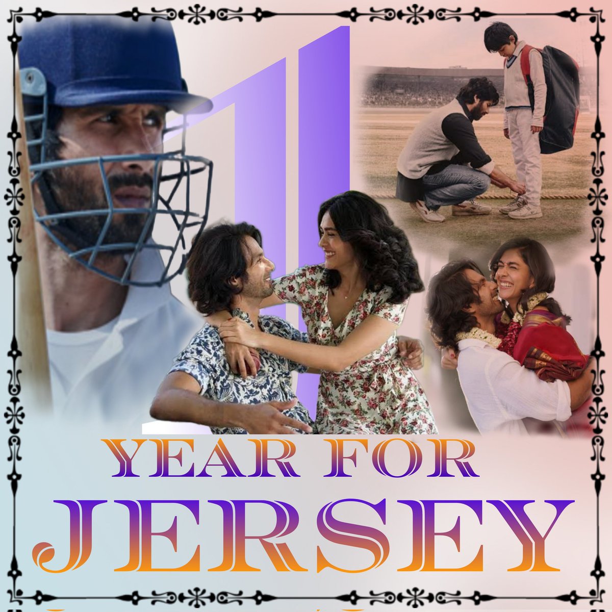 Congratulations #TeamJersey 
@mrunal0801
@shahidkapoor 
#1yearforJersey #Arjun #Vidya #Jersey #ArjunVidya #MrunalThakur #ShahidKapoor