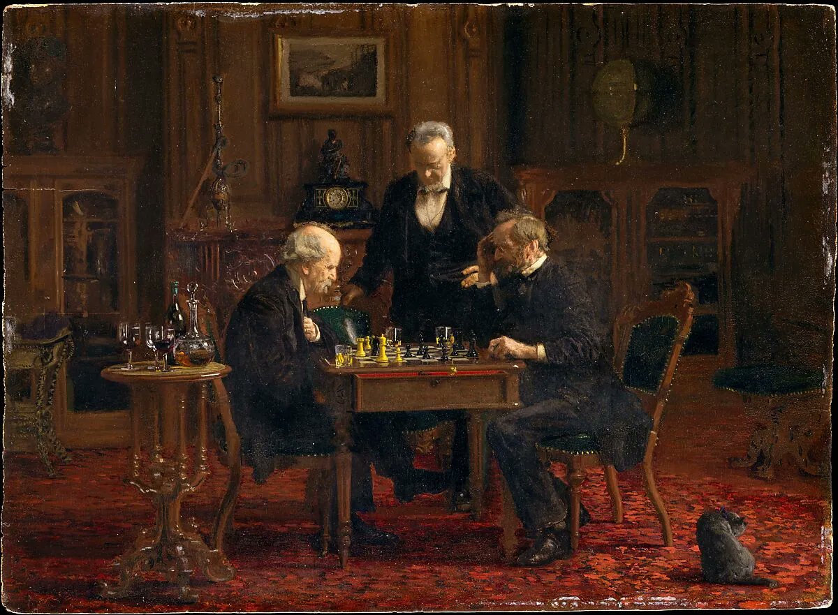 Title ▪️ The Chess Players
Artist ▪️ Thomas Eakins
Date ▪️ 1876
Medium ▪️ Oil on canvas

#ThomasEakins #FineArt #UniversalPaintings #Paintings #AtriumFineArt