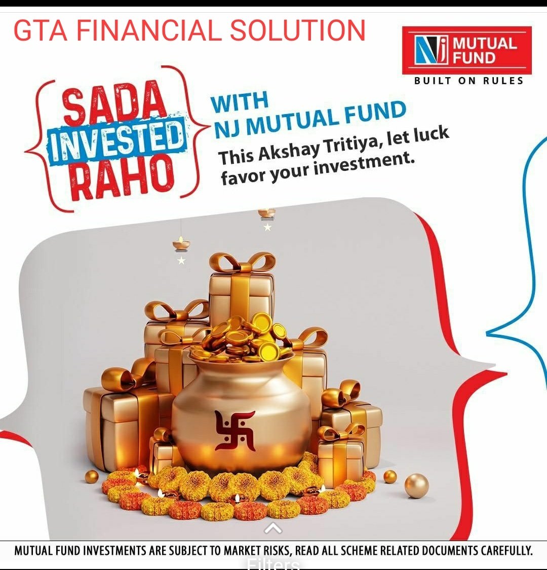 TarunKh11085423's tweet photo. SADA INVESTED RAHO WITH NJ MUTUAL FUND!...
*This Akshay Tritiya,Let luck Favor Your Investment.*
#GTAFinancialSolution #Planning
#Investment #Savings #Lic #TermPlan #HealthPlan #FD #RD #SWP #MIS https://t.co/S1lTZKUnj1
