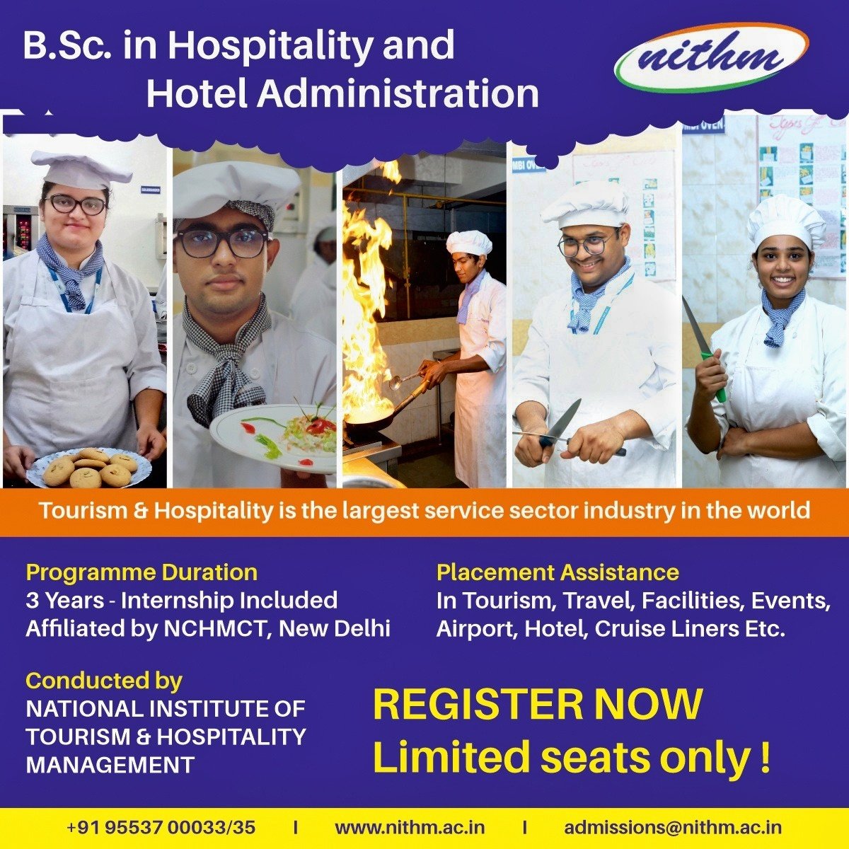 Join the intense study BSc (#Hospitality & #HotelAdministration) degree course at #NITHM through #JNU under #NCHMCT

Promo video: youtu.be/KT9V3oul07I

#Admissions2023 #IHM #BSc #TourismCareer #HospitalityCareer #BachelorsDegree #HigherEducation #Hyderabad #EnrollToday #CallUs