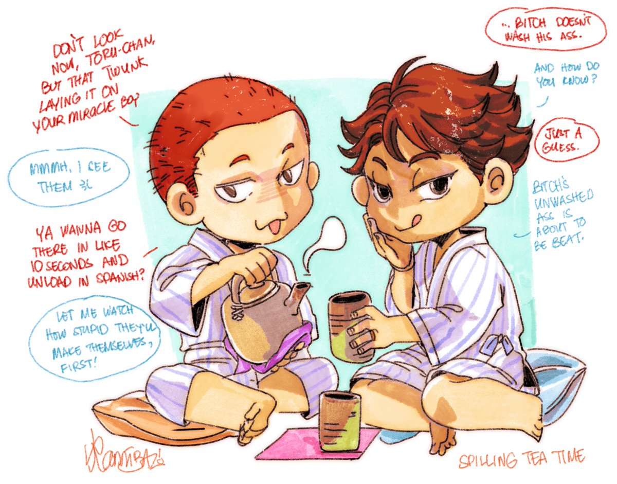 Tendou has tea with the Seijoh 4
☕️🧋🫖🍵

(Tendou Satori | #Haikyuu | oikawa | iwaizumi)