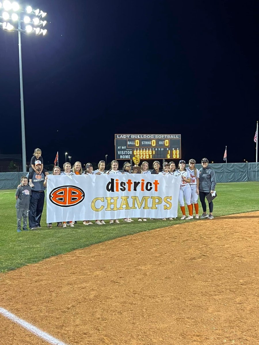 Your Lady Bulldogs are DISTRICT CHAMPS! We went undefeated (6-0) for the season! Now on to playoffs! <a href="/burkburnetths/">Burkburnett HS</a>  @BurkAthletics <a href="/BradOwenBISD/">Brad Owen Ed. D.</a>  <a href="/CoachBrull/">Coach Brull, CSCS, USAW1</a>