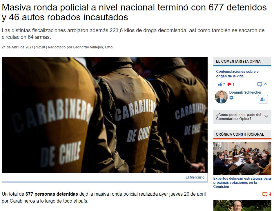 MrRangerR1's tweet photo. 🚨🔴Hoy en operativo a nivel NACIONAL carabineros detuvo a 677 personas en más de 64.000 controles preventivos..

Incautó 200 Kilos de droga, 40 vehículos, 64 armas y 257 municiones

Desplegó 3.027 carabineros y 927 vehículos.

La TV NO LE DIO MINUTOS. Pero anda que cárter haga una demolición...
