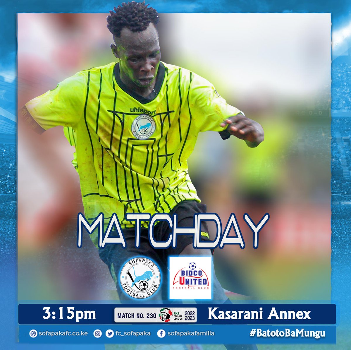 🚨 It's MATCHDAY!

🆚 @fCBidco

⌚ 15:15 hrs

📌 Annex

<a href="/OyandoRonny/">Ronny Oyando</a>

#BatotoBaMungu