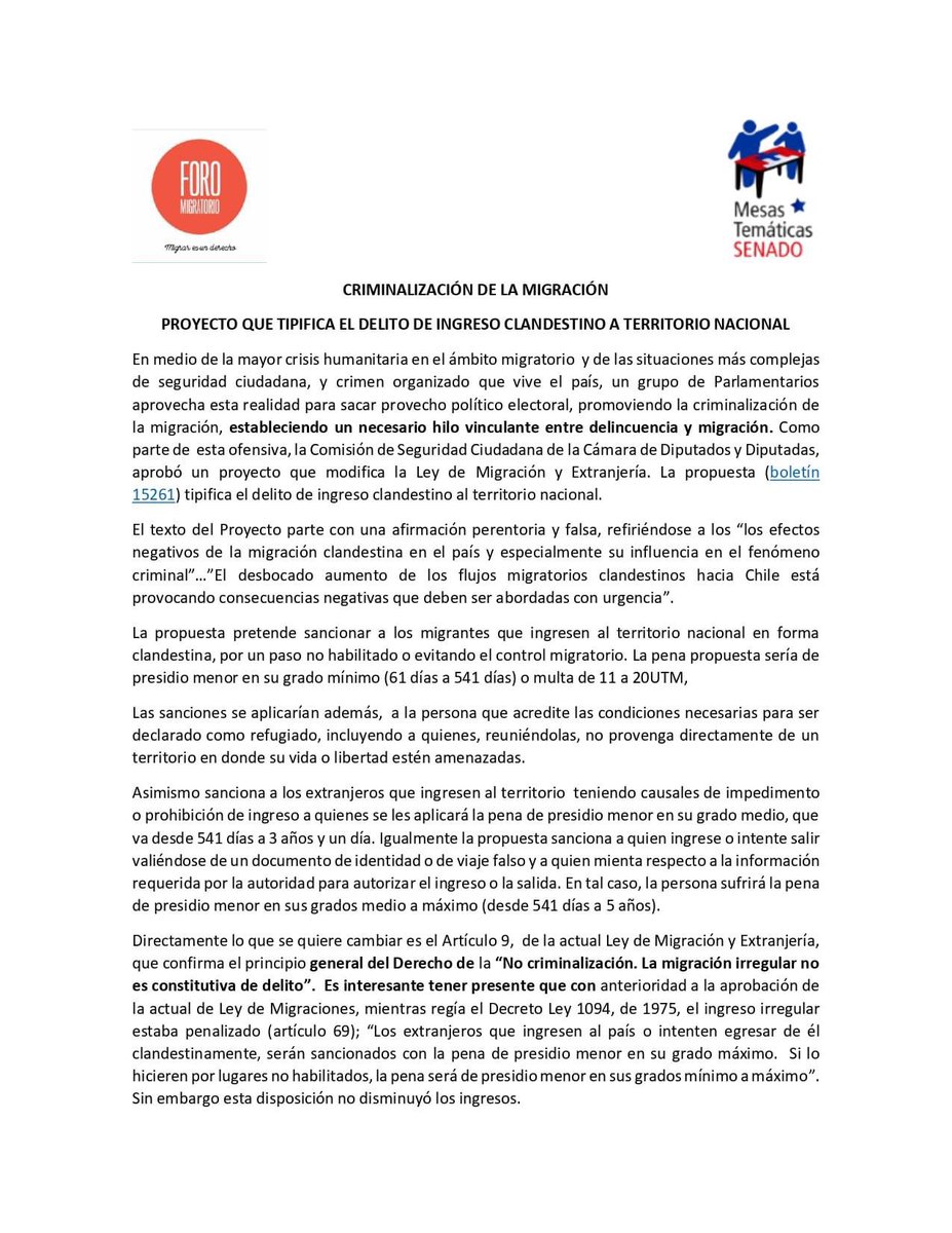 Coordinadora Nacional De Inmigrantes On Twitter DECLARACI N P BLICA 